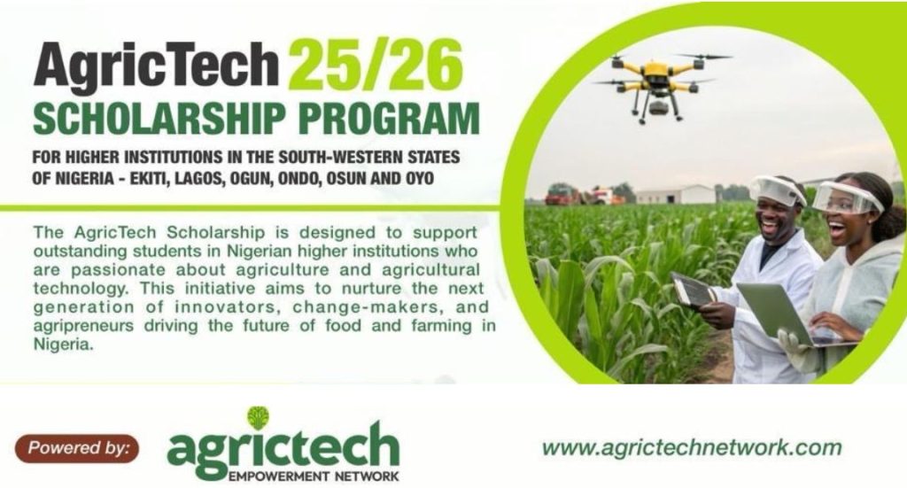 AgriTech Undergraduate Scholarship Programme for Nigerian Student