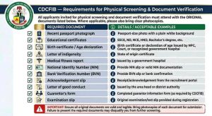 Physical screening and document verification exercise